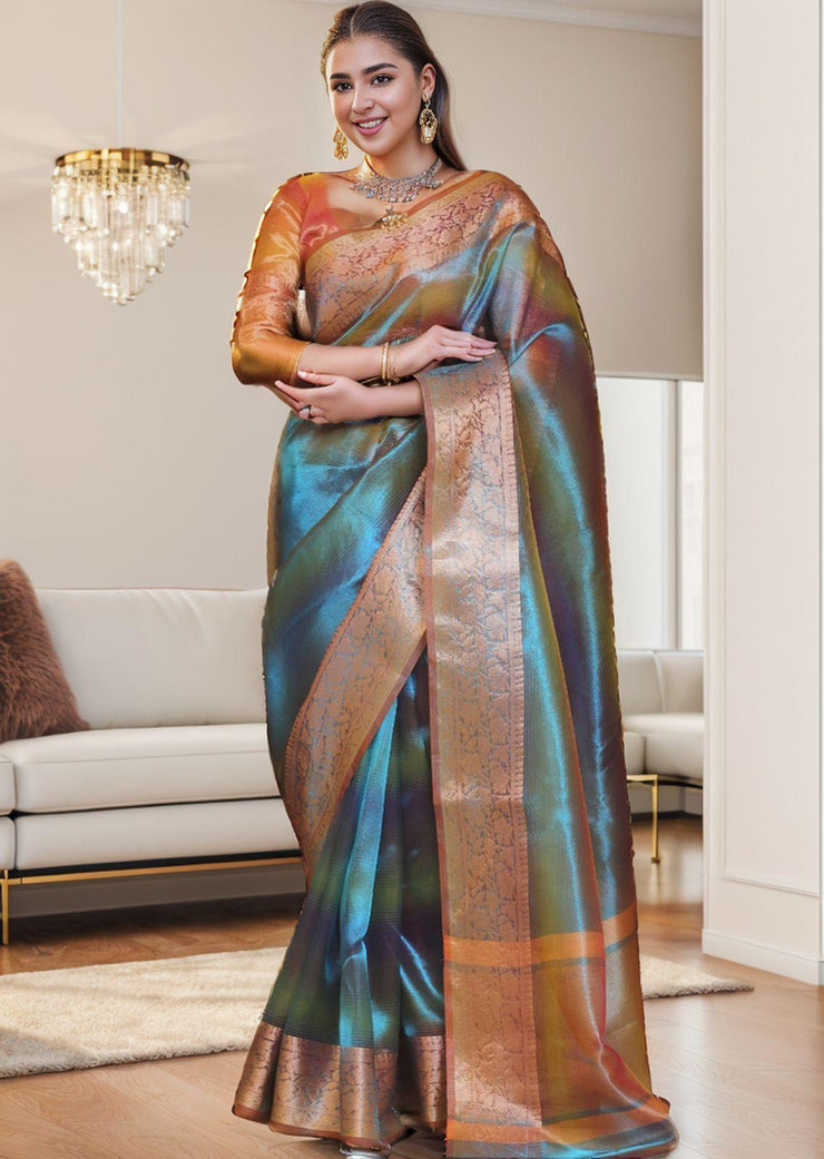 Soft Banarsi Silk Saree in pure tissue rangkart pattern