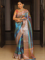 Soft Banarsi Silk Saree in pure tissue rangkart pattern