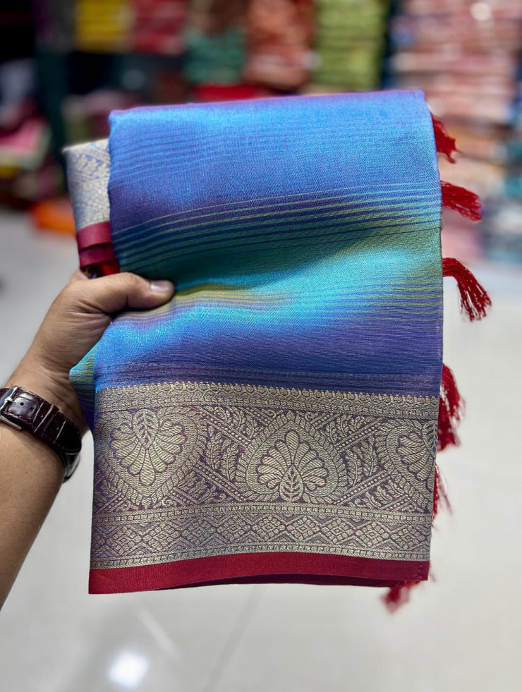 Soft Banarsi Silk Saree in pure tissue rangkart pattern