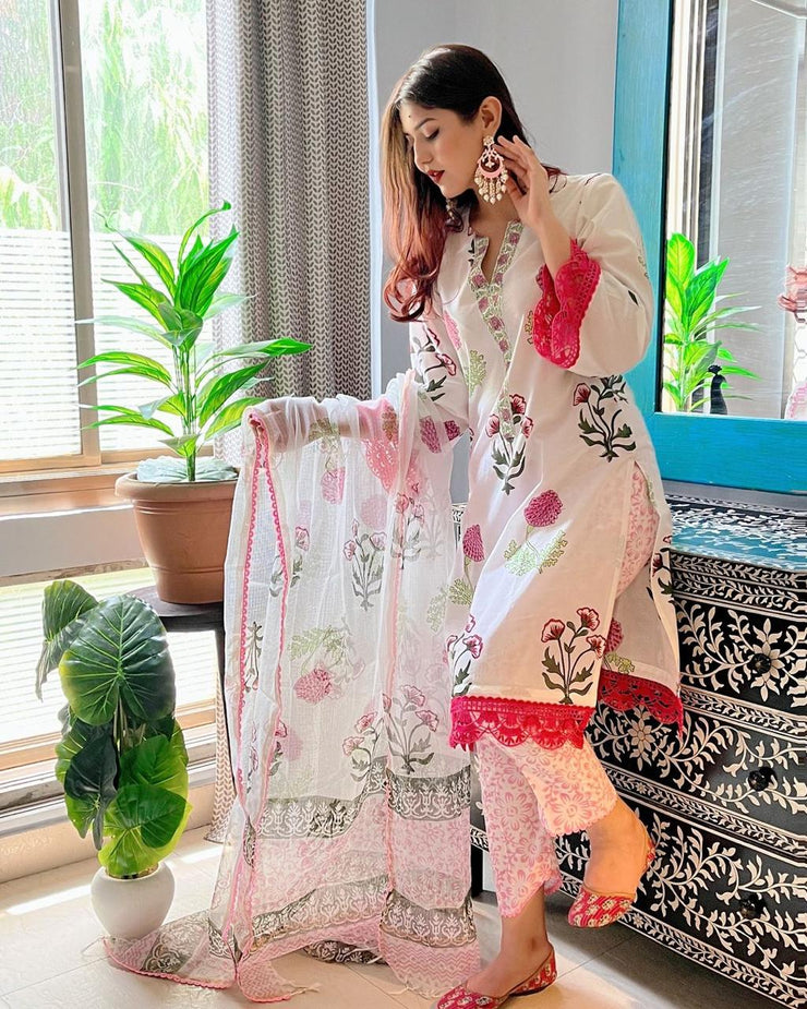 Beautiful Cotton Suit Flower Design