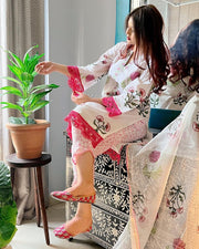 Beautiful Cotton Suit Flower Design