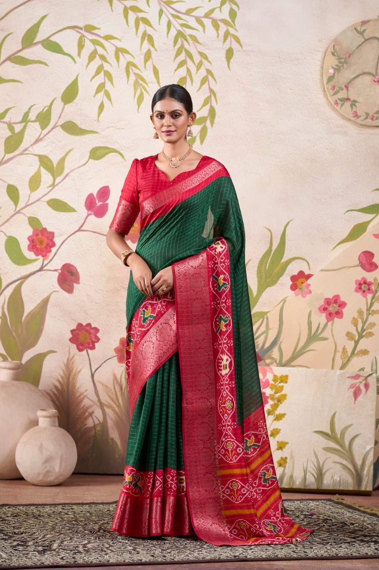 Patola Print Tussar Chex Saree