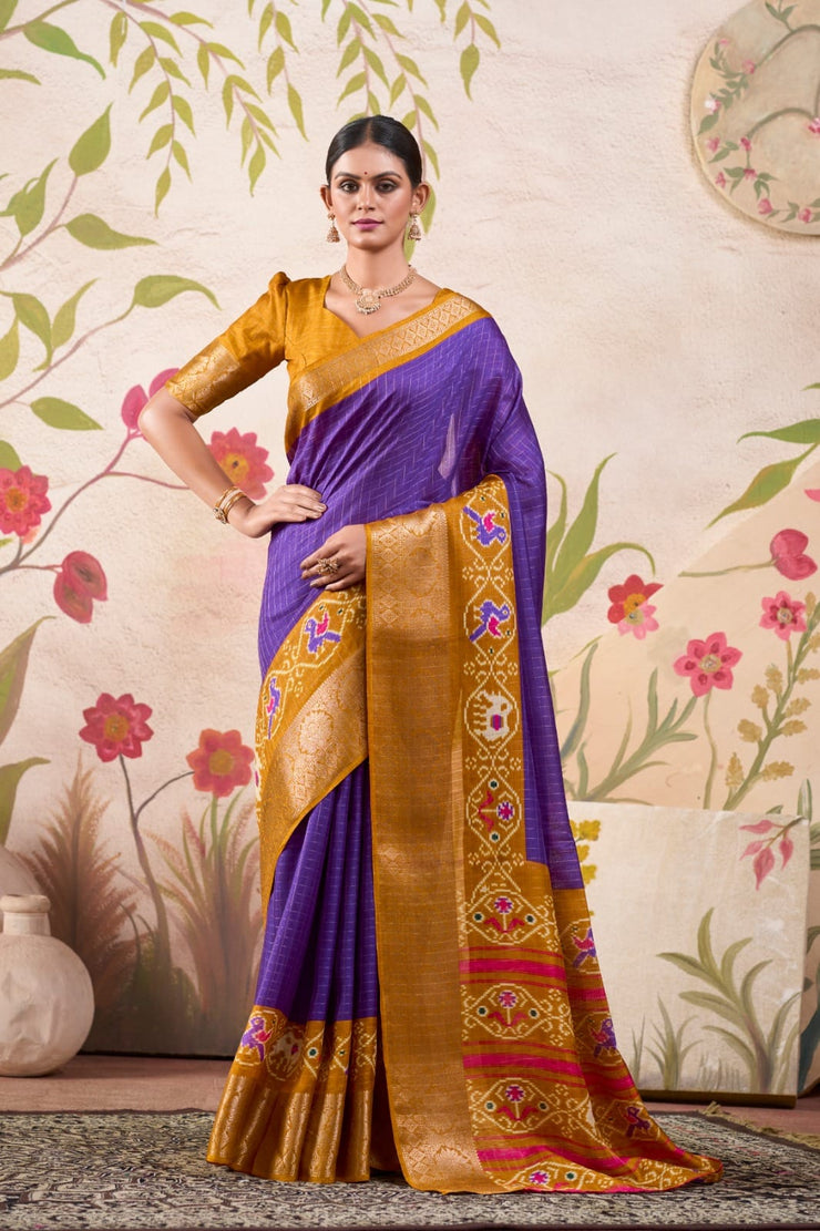 Patola Print Tussar Chex Saree