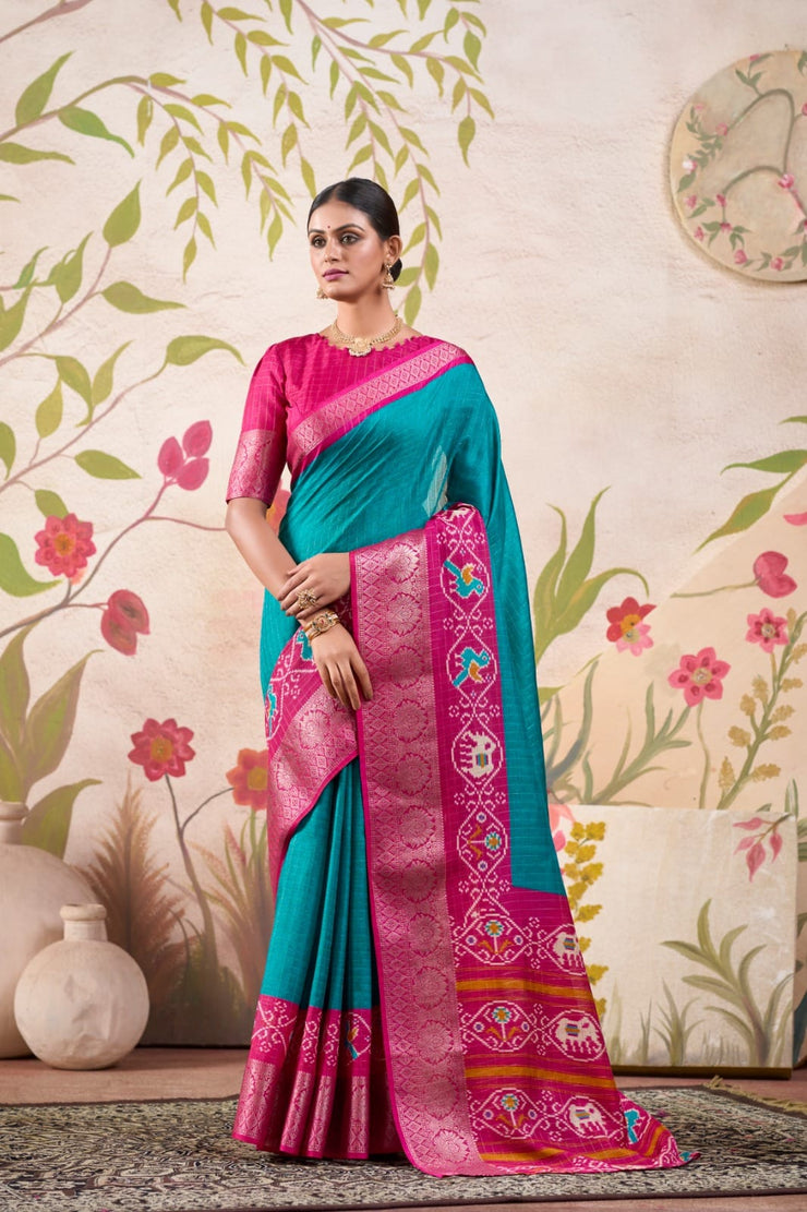 Patola Print Tussar Chex Saree