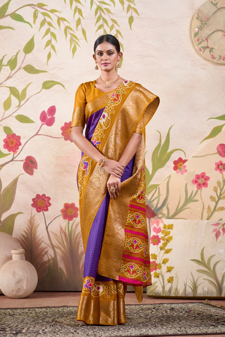 Patola Print Tussar Chex Saree