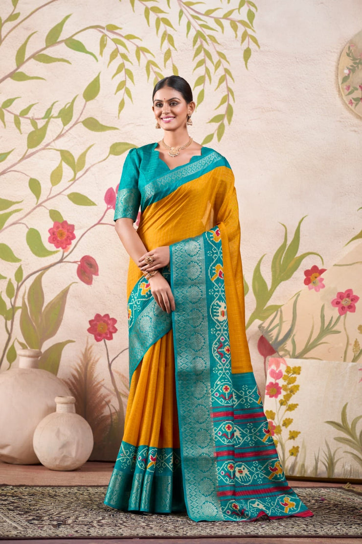 Patola Print Tussar Chex Saree