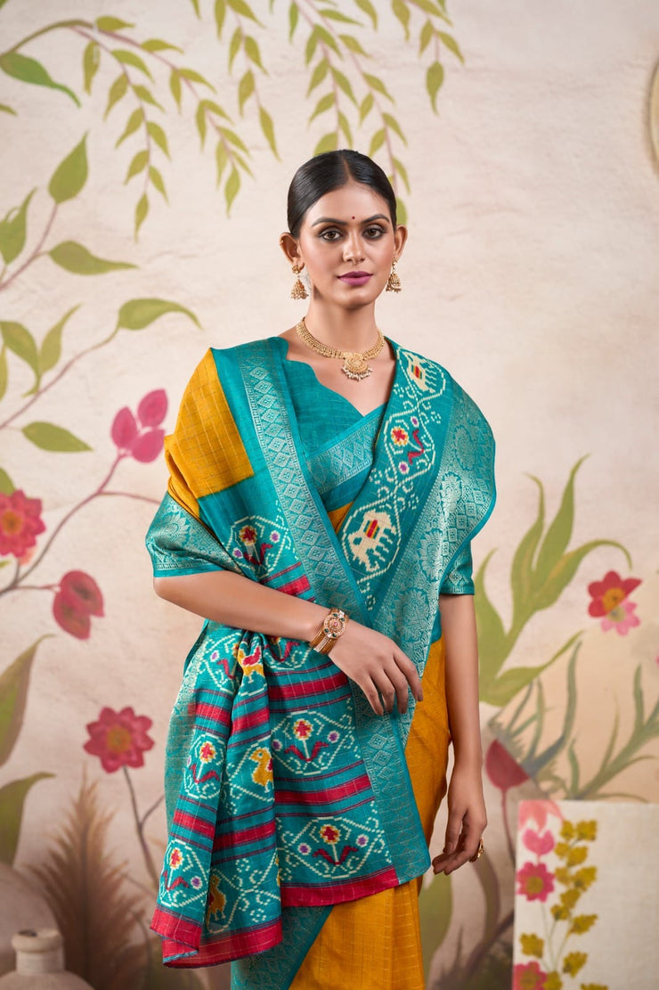 Patola Print Tussar Chex Saree