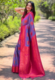 Soft Silk Saree with Rose Gold and Meenakari motifs