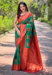 Soft Silk Saree with Rose Gold and Meenakari motifs