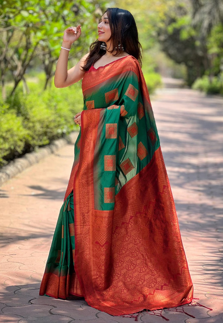 Soft Silk Saree with Rose Gold and Meenakari motifs