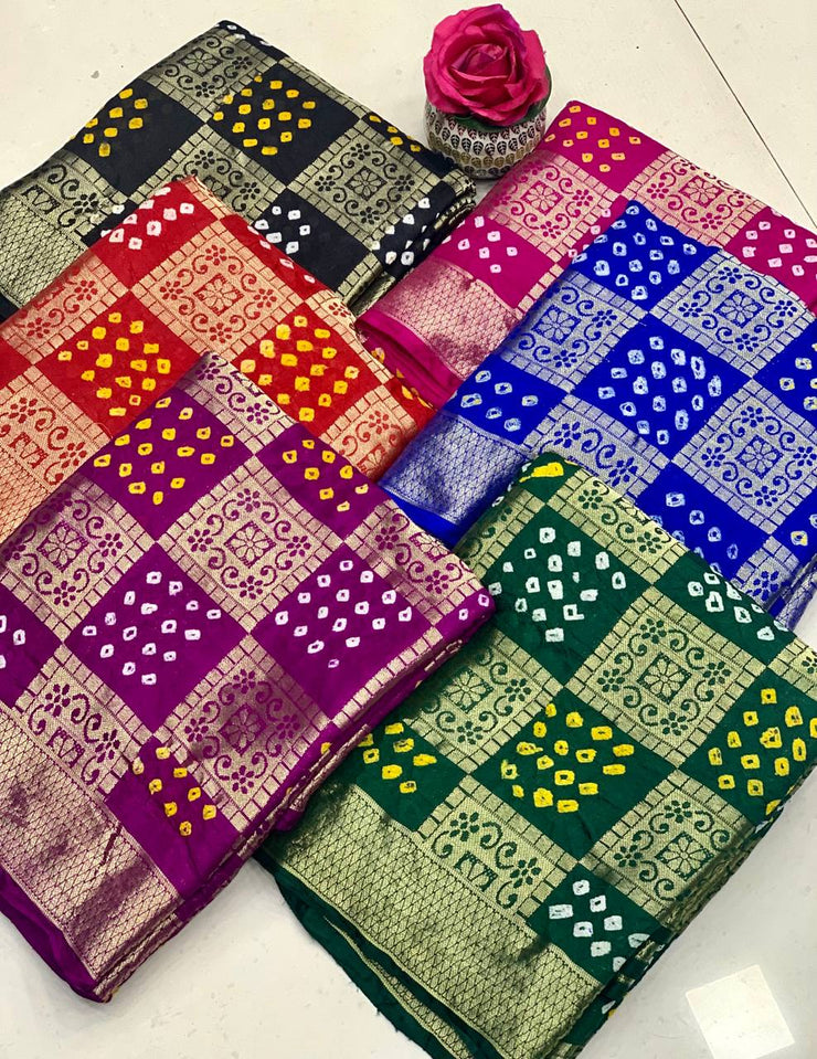 Pure Bandhej Silk Saree