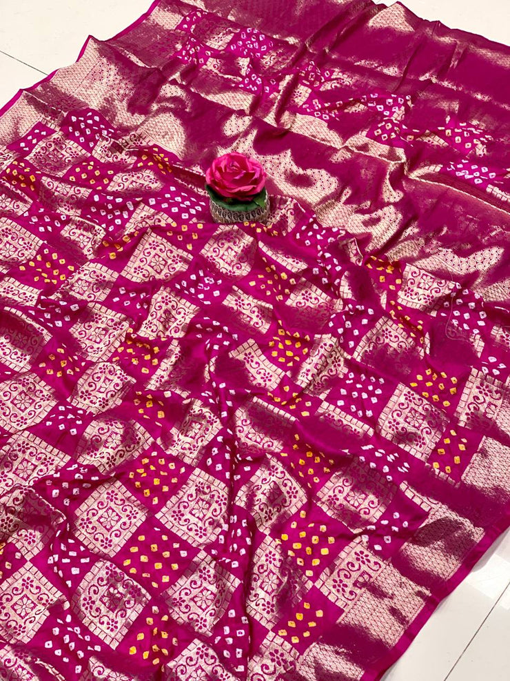 Pure Bandhej Silk Saree