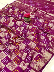 Pure Bandhej Silk Saree