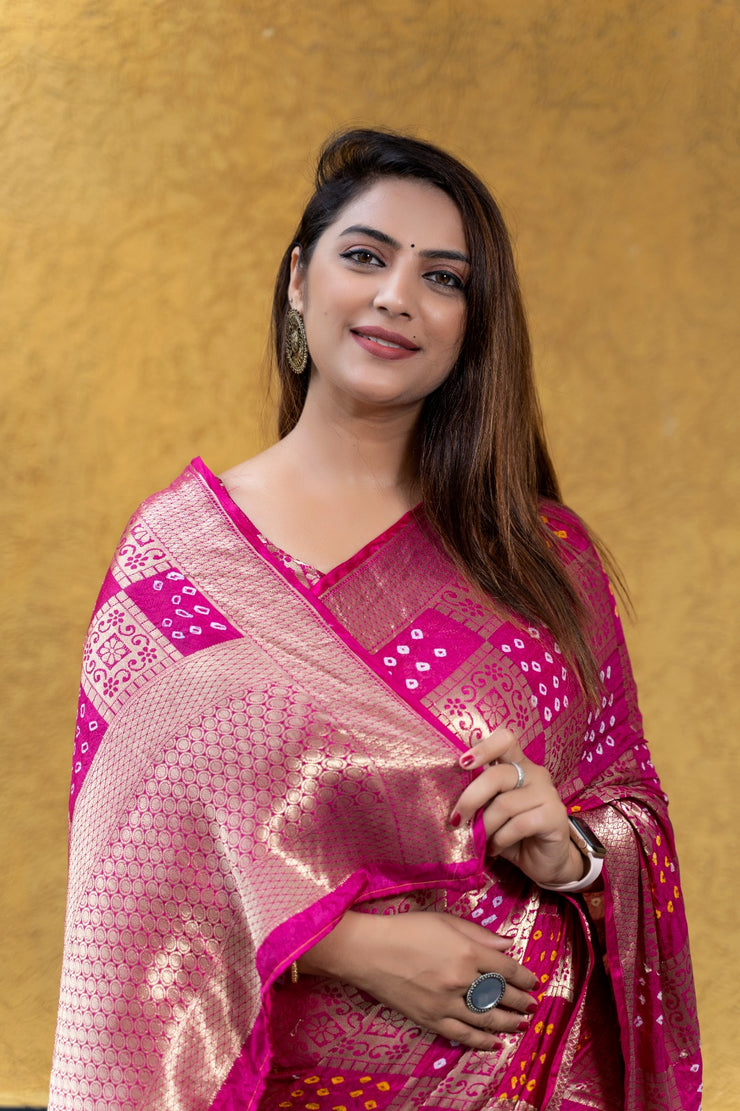 Pure Bandhej Silk Saree