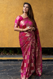 Pure Bandhej Silk Saree