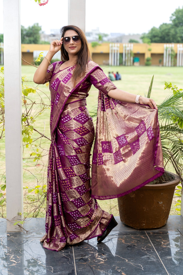 Pure Bandhej Silk Saree