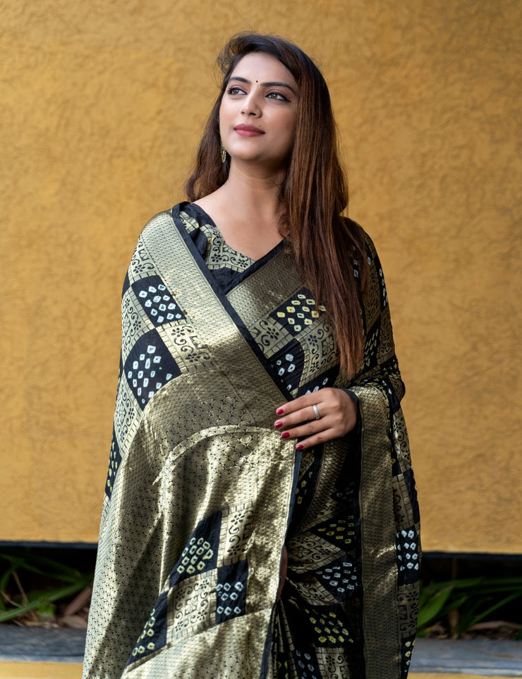 Pure Bandhej Silk Saree