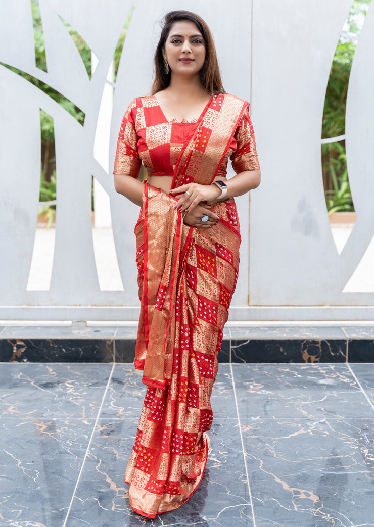 Pure Bandhej Silk Saree