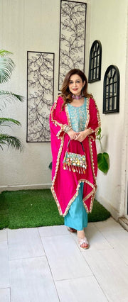 KAFTAN WITH PANT and SEQUENCES EMBROIDERY WORK