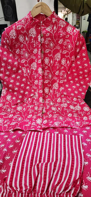 Latest Red Cotton Ladies Suit with Jacket