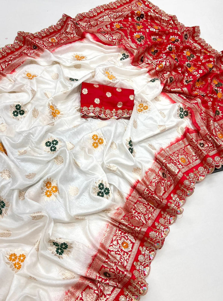 Muslin Viscose Saree with Minakari Floral Weaving