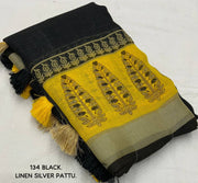 Fancy Linen Black Printed Saree