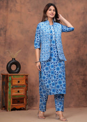 Winter Special Straight Kurti, Pant With Ethnic Jaipuri Jacket (Both Side)