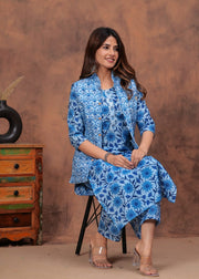 Winter Special Straight Kurti, Pant With Ethnic Jaipuri Jacket (Both Side)