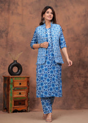 Winter Special Straight Kurti, Pant With Ethnic Jaipuri Jacket (Both Side)