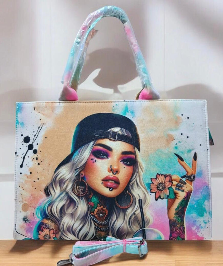 Stylish Funky Doll Print Tote Bag