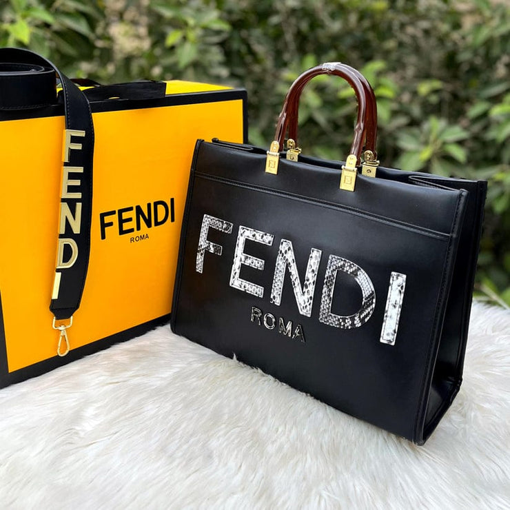 Fendi Roma 35 Sunshine Leather Tote Bag