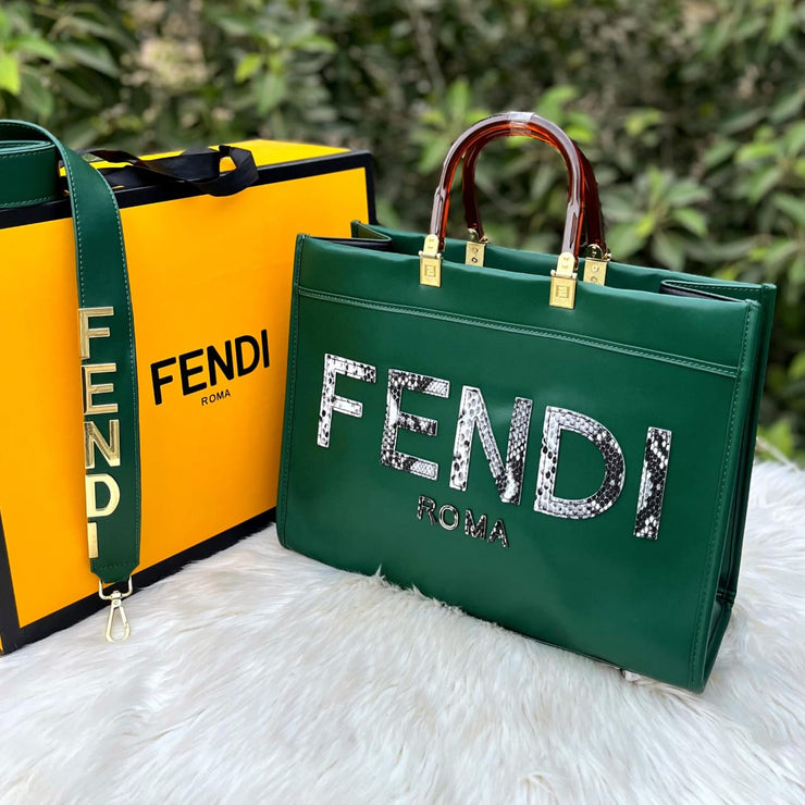 Fendi Roma 35 Sunshine Leather Tote Bag