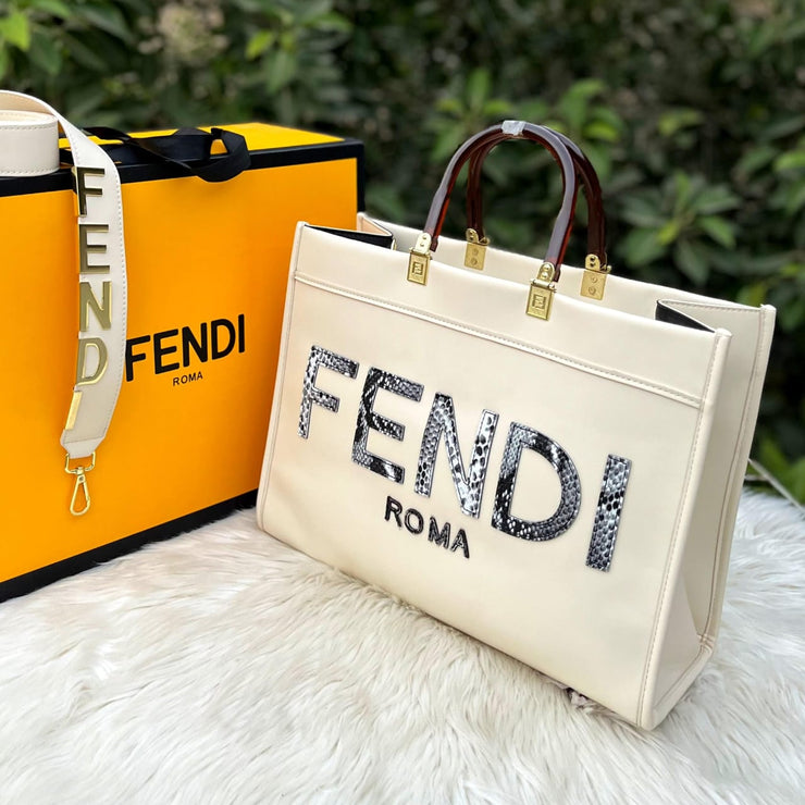 Fendi Roma 35 Sunshine Leather Tote Bag