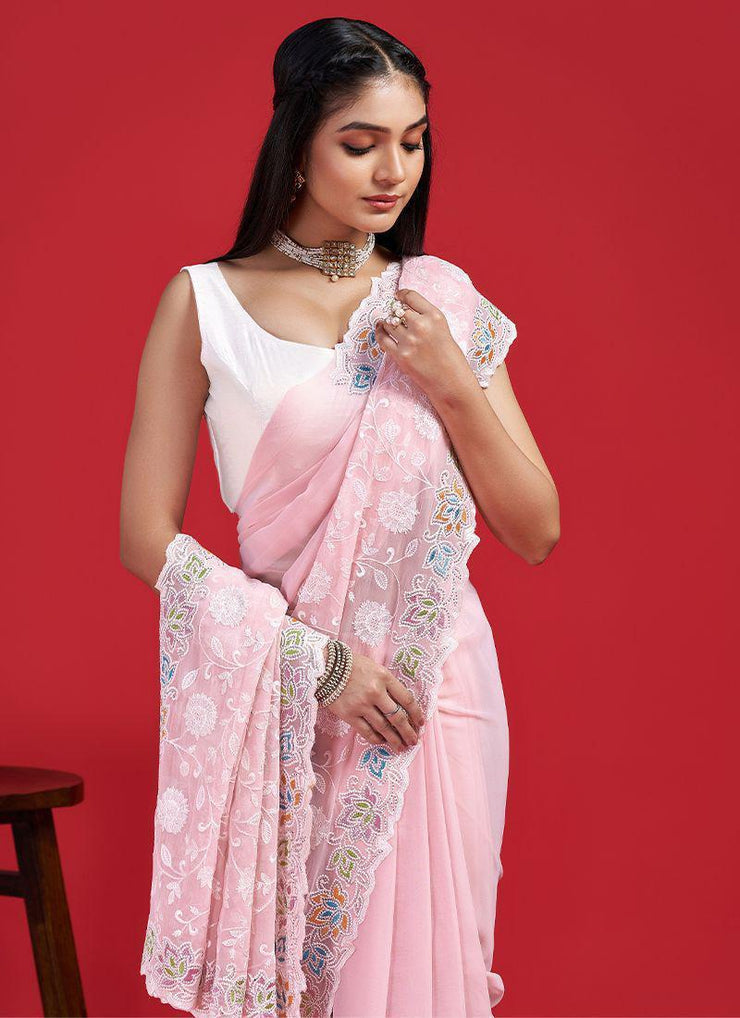 Blooming Georgette With Chikankari