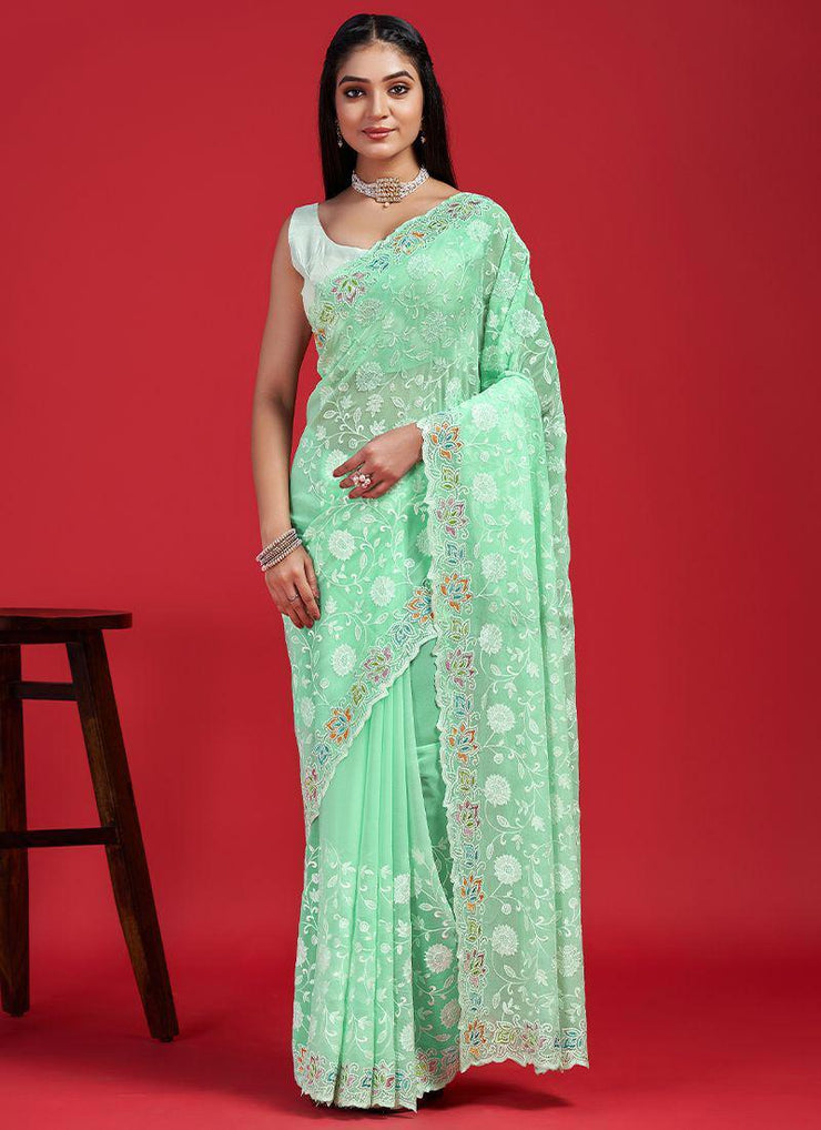 Blooming Georgette With Chikankari