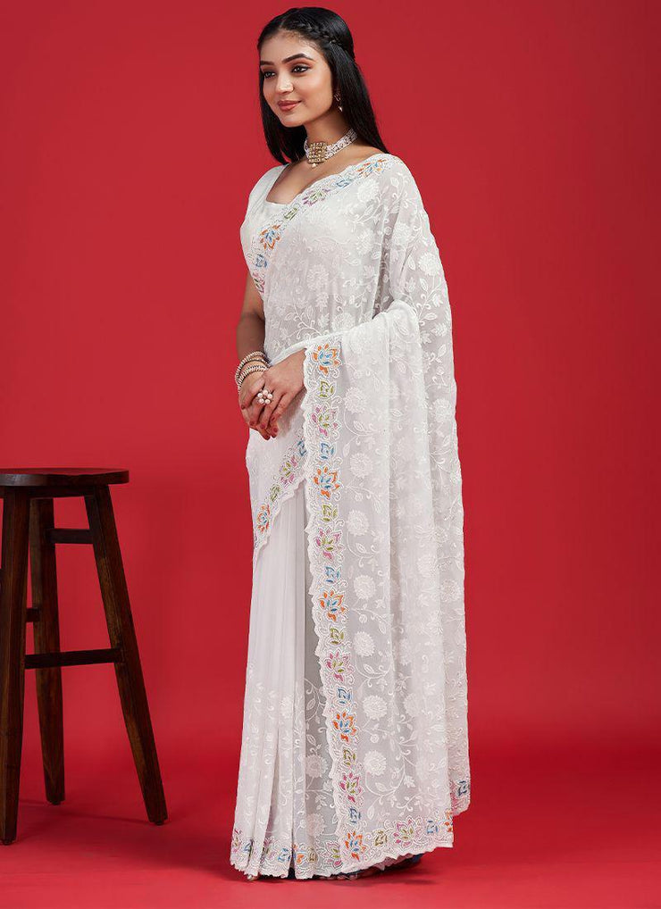 Blooming Georgette With Chikankari