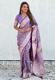 Banarasi Antique Silk Sarees with jaal zari