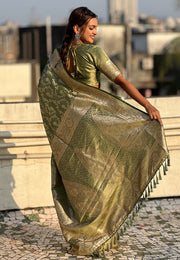 Banarasi Antique Silk Sarees with jaal zari