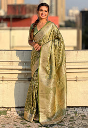 Banarasi Antique Silk Sarees with jaal zari