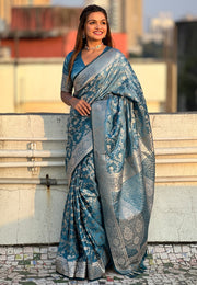 Banarasi Antique Silk Sarees with jaal zari