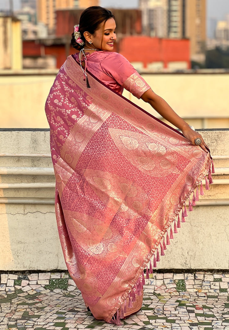 Banarasi Antique Silk Sarees with jaal zari