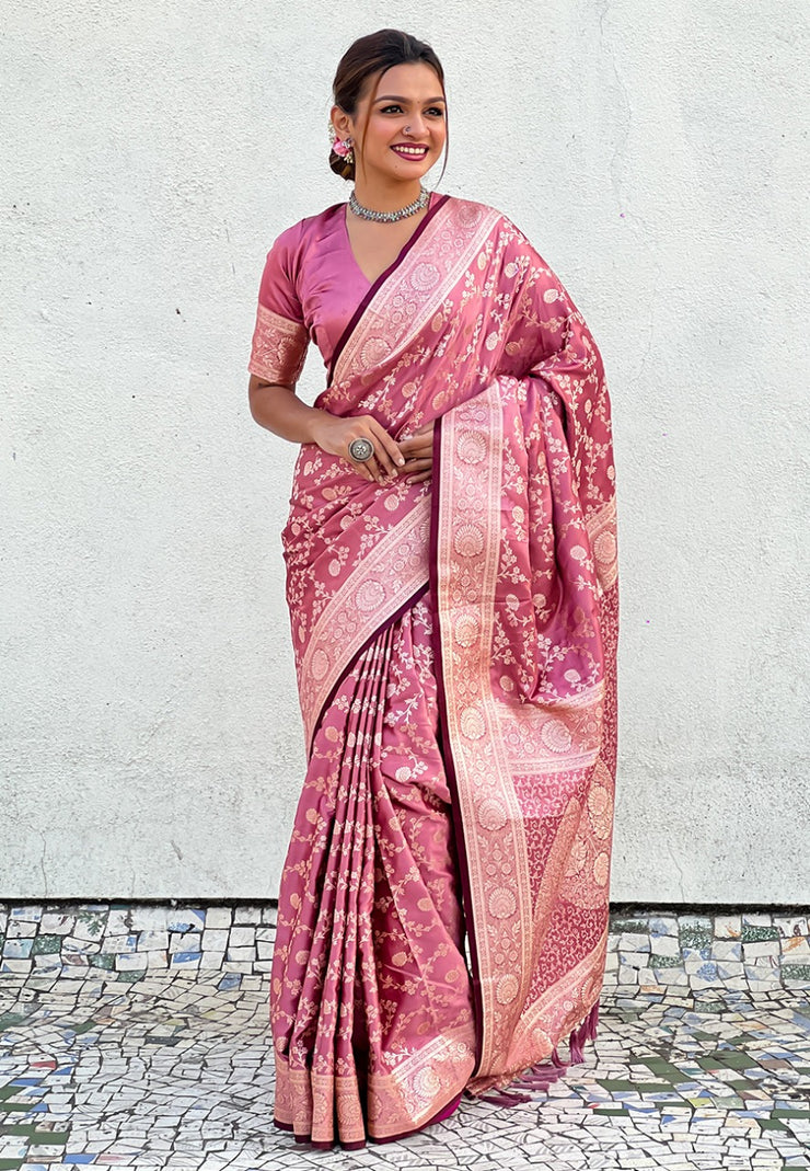 Banarasi Antique Silk Sarees with jaal zari