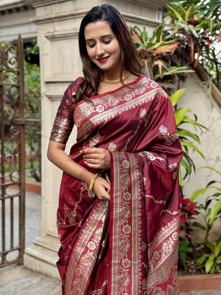 Premium Banarasi Soft Silk Sarees with silver zari jaal