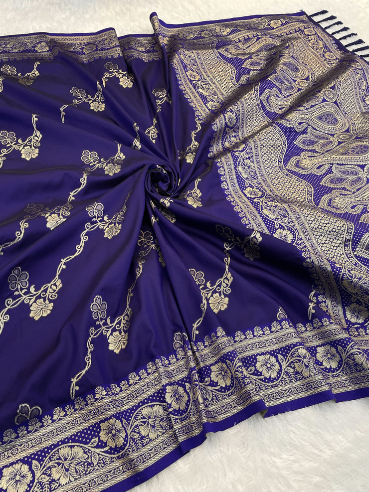 Premium Banarasi Soft Silk Sarees with silver zari jaal