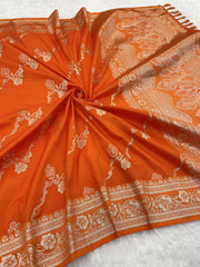 Premium Banarasi Soft Silk Sarees with silver zari jaal