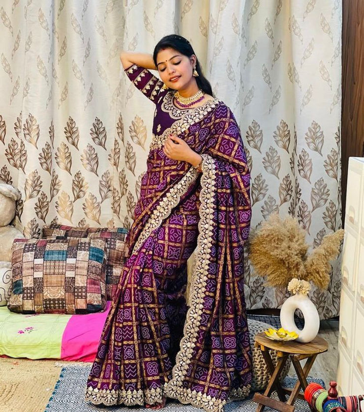 Beautiful vhichitra saree with rich look khadi print