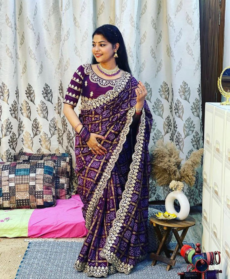 Beautiful vhichitra saree with rich look khadi print