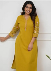 Yellow Viscose Rayon Kurta Palazzo Set