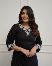 Black kurti plazo with beautiful embroidery & tool dori work