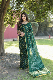 Pure Bandhej Silk Saree